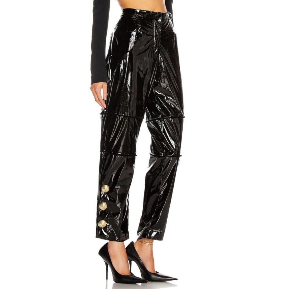 Daniele Carlotta‎ Patent Pants Black Gold Button Patent IT 40 S NWT